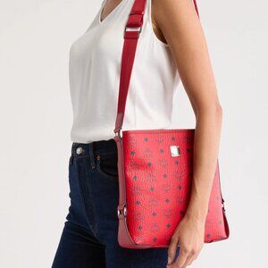 MCM Aren Logo Crossbody Bag Candy Red  1 year guarantee Included